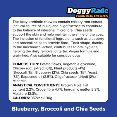 DoggyRade Prebiotic Superfood Chewies - Blueberry, Broccoli and Chia Seeds